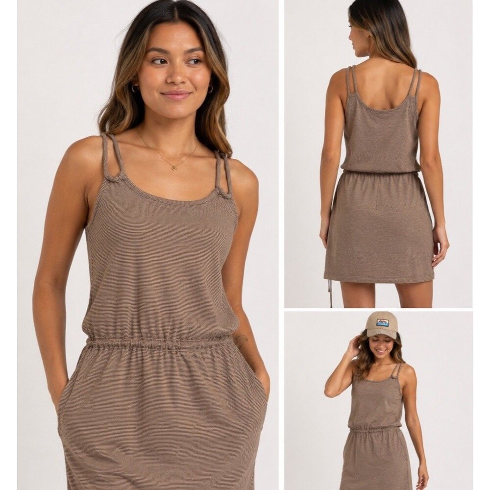 KAVU Women’s Sleeveless Cotton Blend Drawstring Waist Mini Dress Sz S Athletic